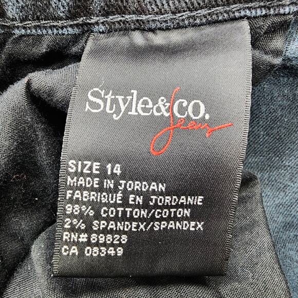Style&Co Jeans Womens 14 Black Easy Fit High Rise Tapered Straight Leg Stretch - Picture 7 of 13